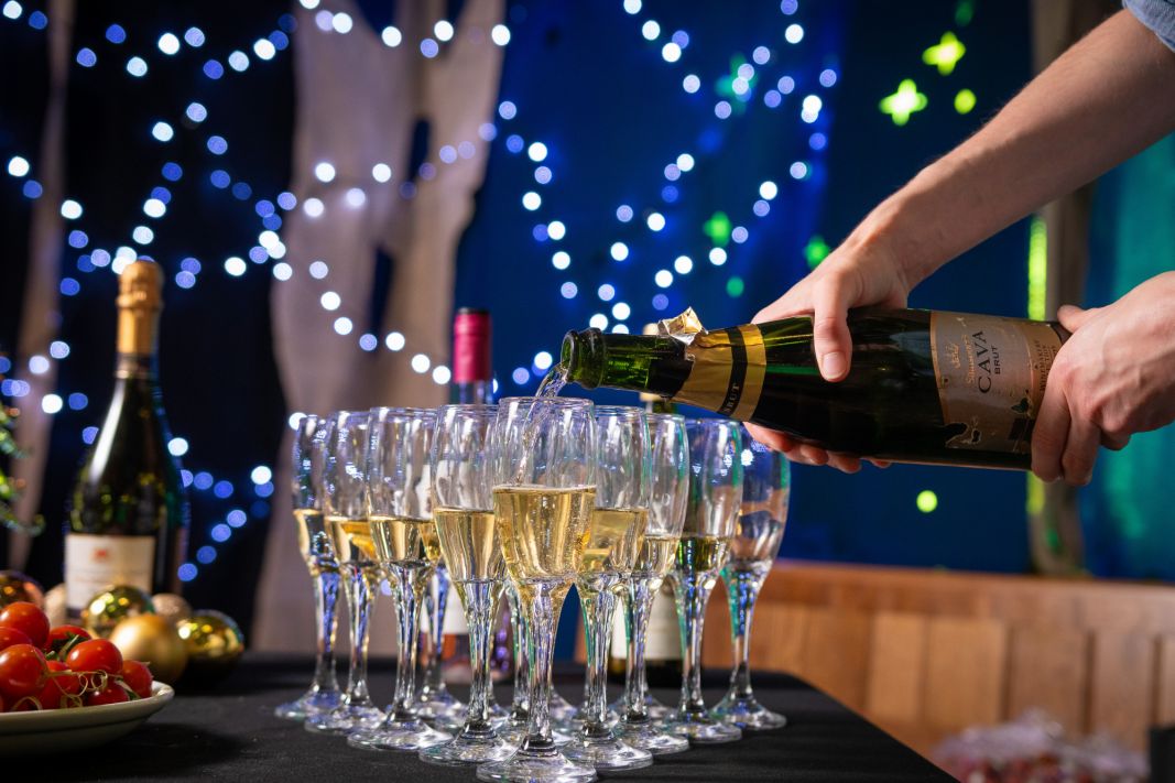 Champagne bottle and glasses